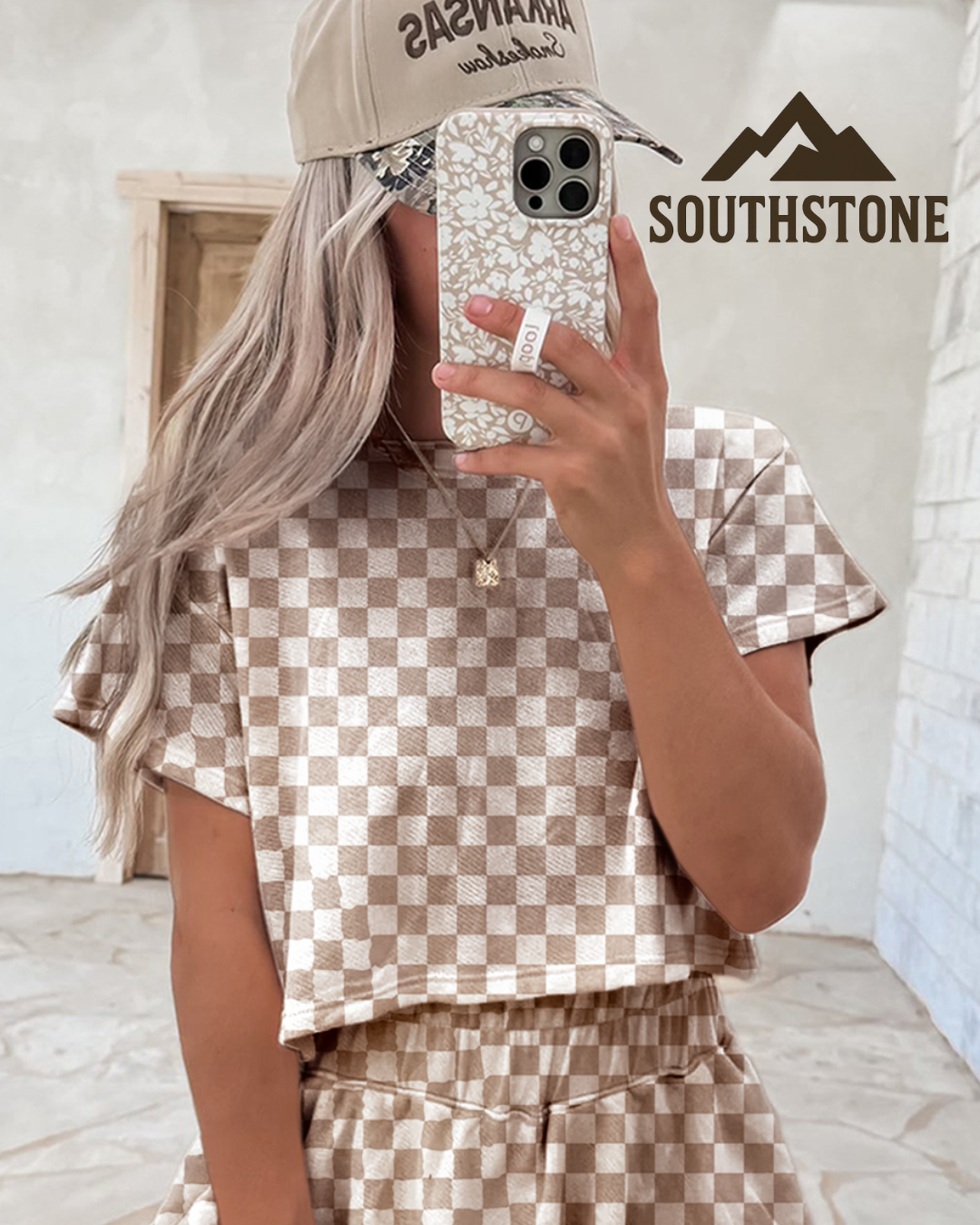 Checker Board T-Shirt and High Waist Set